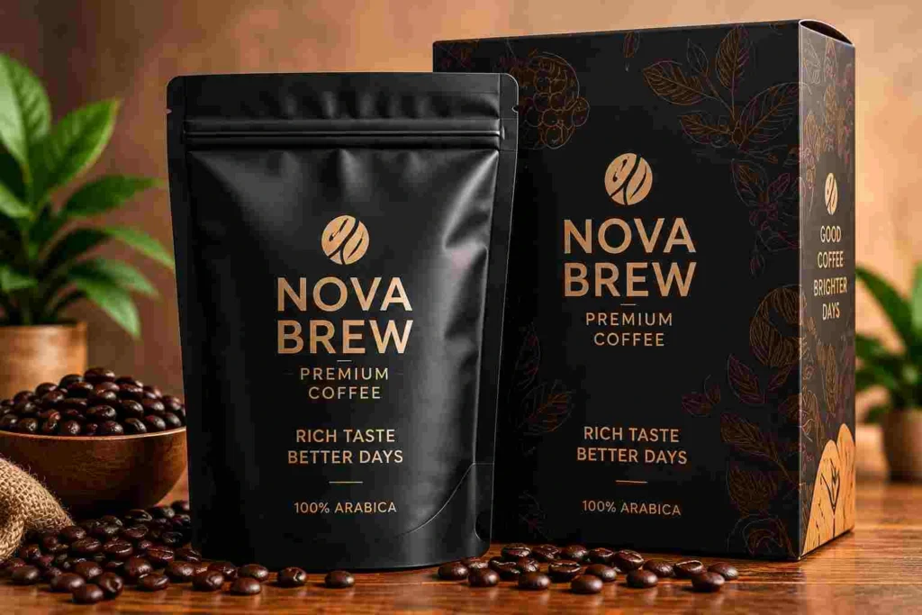 Amazon branding and packaging design for Nova Brew premium coffee by Pixels Beast
