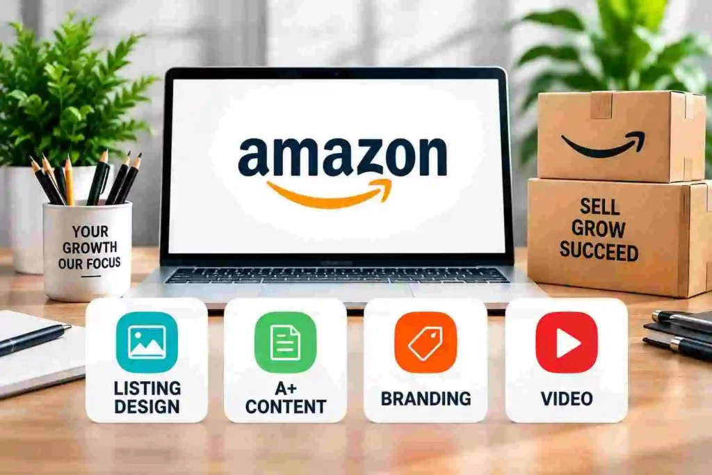 Complete Amazon service package covering listing design, A+ content, branding, and video by Pixels Beast